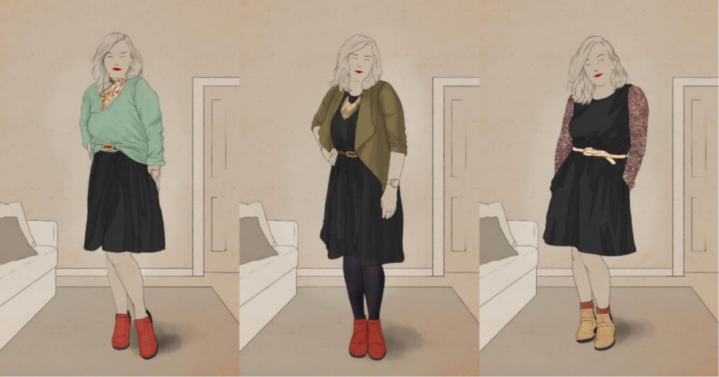 women wearing the same dress three ways